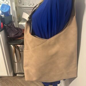 Tan tote bag. Suede feel